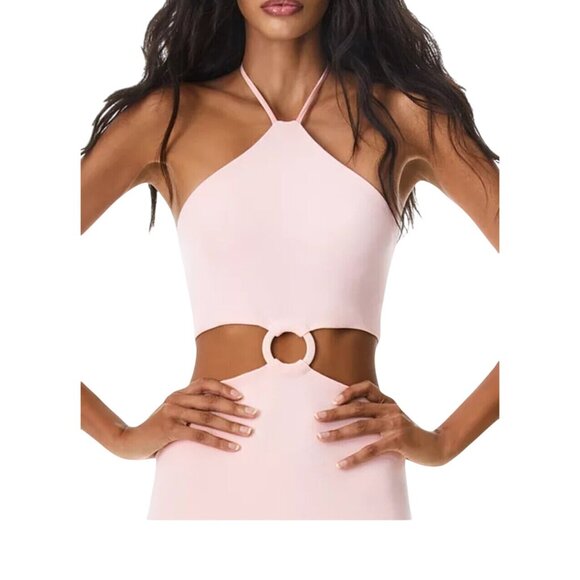 Alice + Olivia Marguerite Rose Pink Cutout Long Halter Dress Size 6 New With Tag - Picture 4 of 13